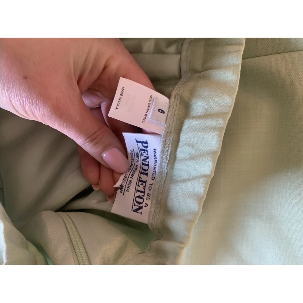 ▶️ Pendleton VTG Virgin Wool Pencil Skirt Women 6 Light Green NWT Pockets Midi - Picture 3 of 8